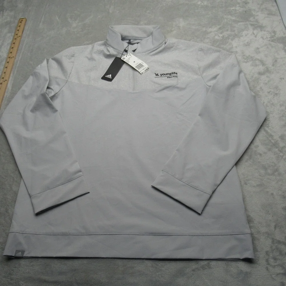 Adidas‎ Jacket Mens Medium Gray Novelty Wind 1/4 Zip Pullover Pikes Peak CO NEW